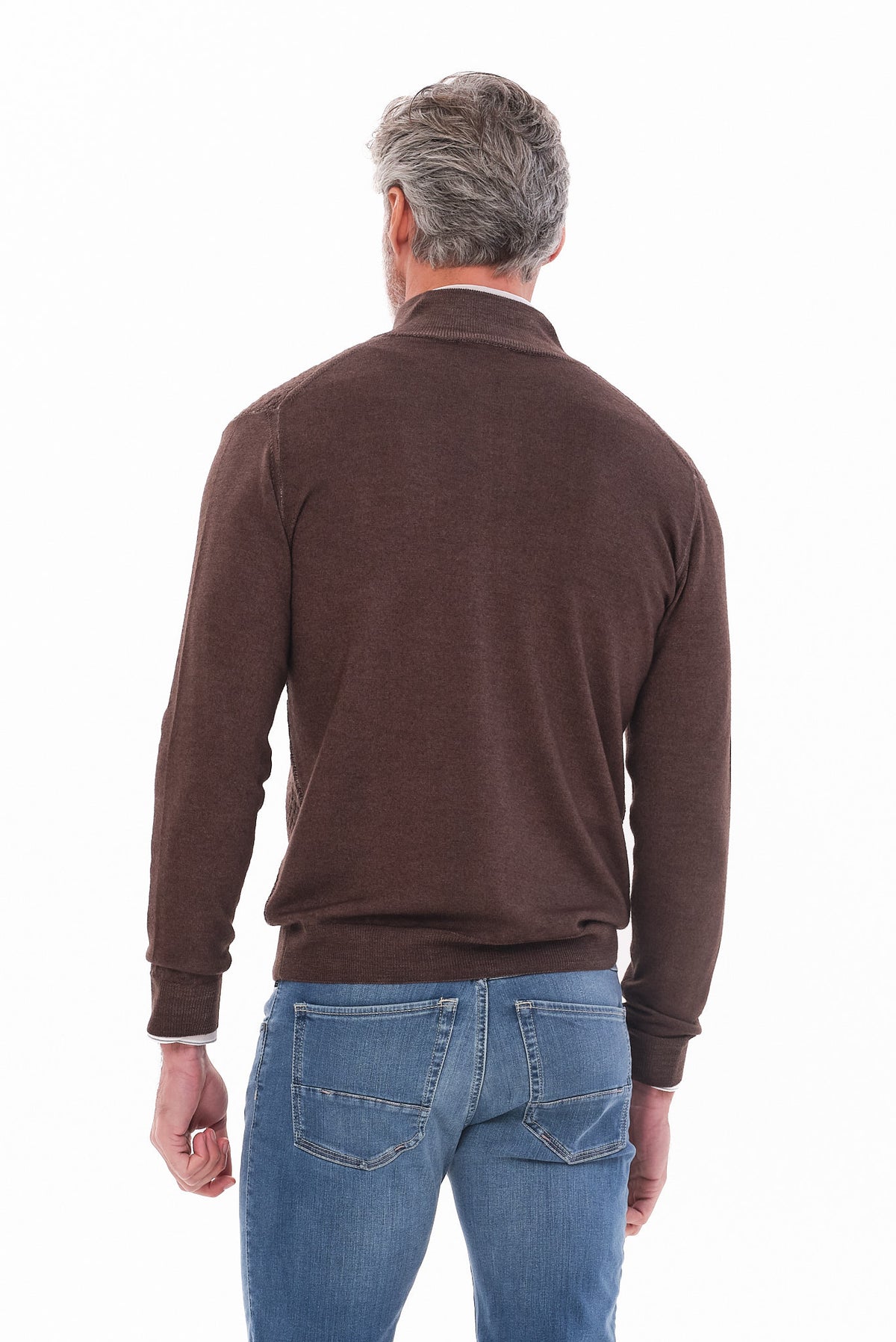 ΑΝΔΡΙΚΗ ΚΑΦΕ ΜΑΛΛΙΝΗ ΖΑΚΕΤΑ CARDIGAN ΜΕ ΜΙΚΡΟΣΧΕΔΙΟ REGULAR FIT