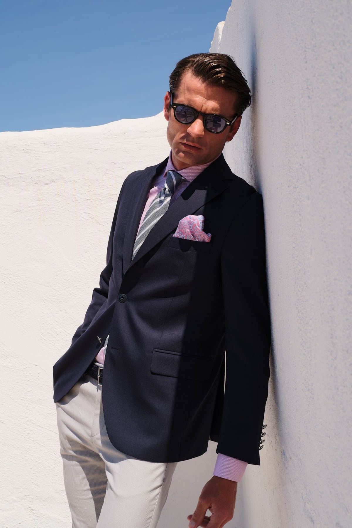 ΑΝΔΡΙΚΟ ΣΑΚΑΚΙ PORTOBELLO'S BLAZER ΣΕ ΜΠΛΕ ΣΚΟΥΡΟ ΧΡΩΜΑ ΜΕ ΥΦΑΣΜΑ MARLANE