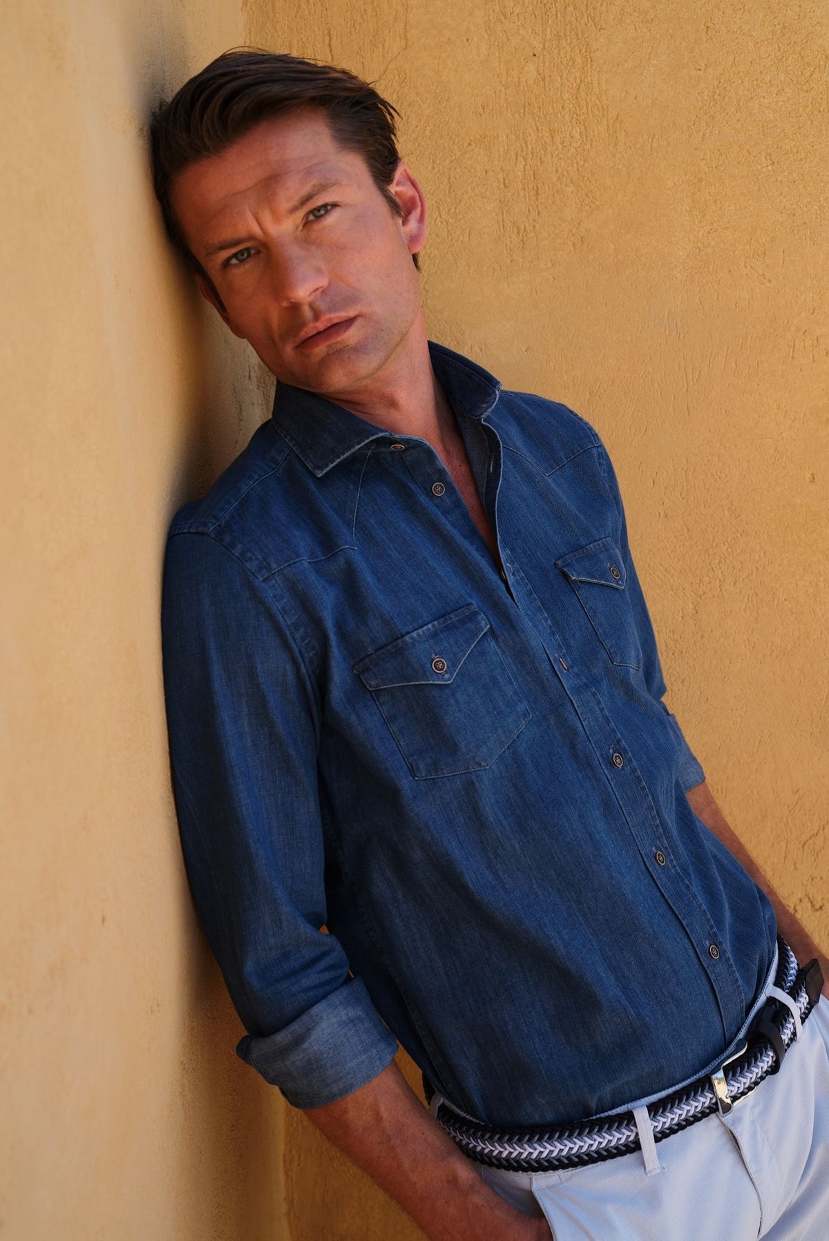 ΑΝΔΡΙΚΟ DENIM ΠΟΥΚΑΜΙΣΟ PORTOBELLO'S ΜΕ REX ΓΙΑΚΑ ΚΑΙ ΔΥΟ ΤΣΕΠΕΣ