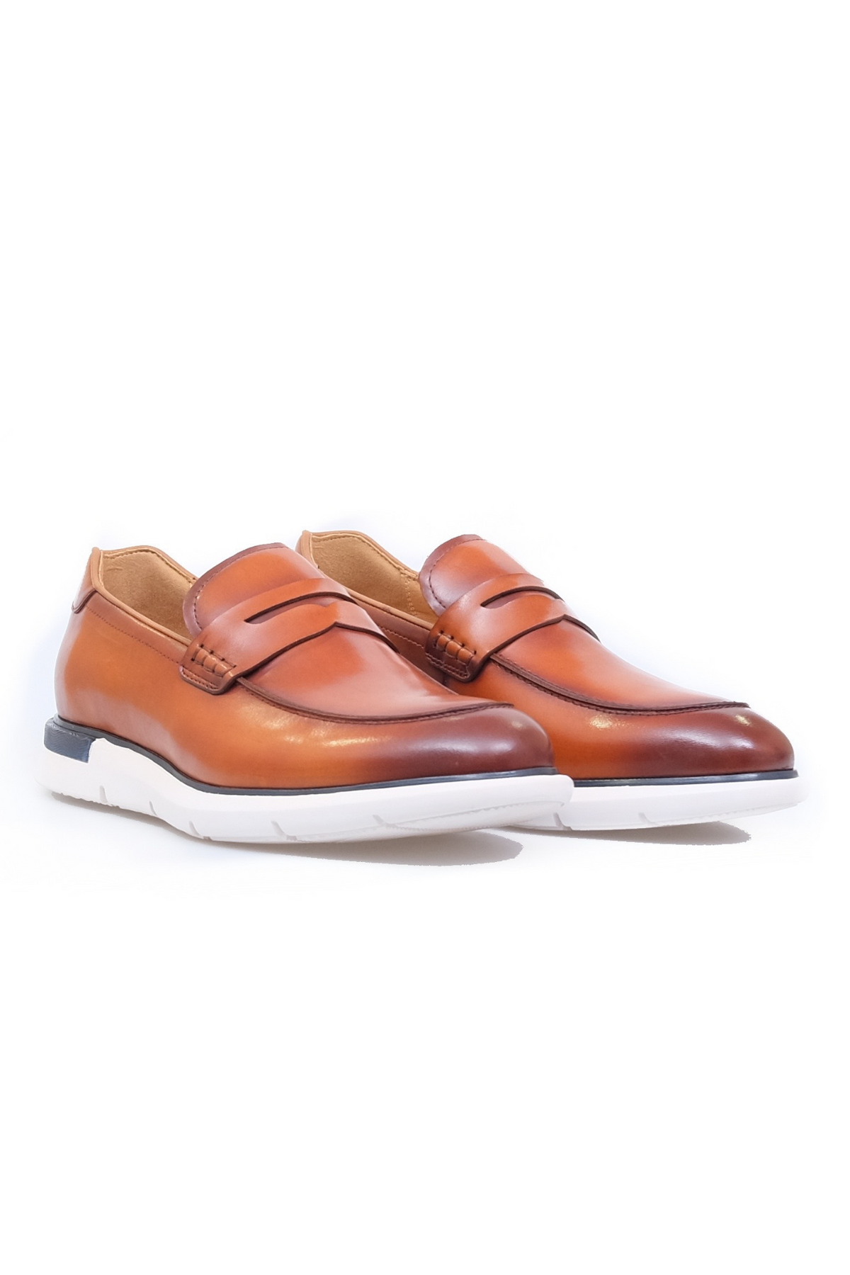 ΑΝΔΡΙΚΑ ΠΑΠΟΥΤΣΙΑ PENNY LOAFERS PORTOBELLO'S ΤΑΜΠΑ ΜΕ ΛΕΥΚΗ ΣΟΛΑ