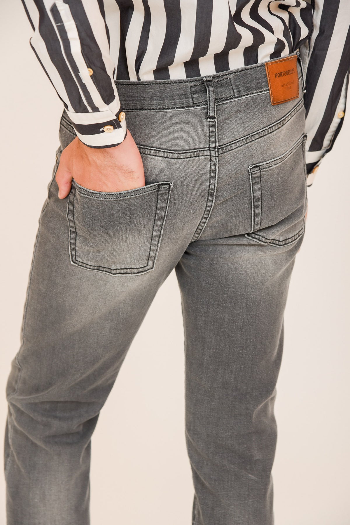 ΑΝΔΡΙΚΟ JEAN PORTOBELLO'S ΓΚΡΙ REGULAR FIT ΜΕ ΤΕΧΝΗΤΗ ΦΘΟΡΑ ΓΙΑ ΙΔΙΑΙΤΕΡΕΣ ΕΜΦΑΝΙΣΕΙΣ