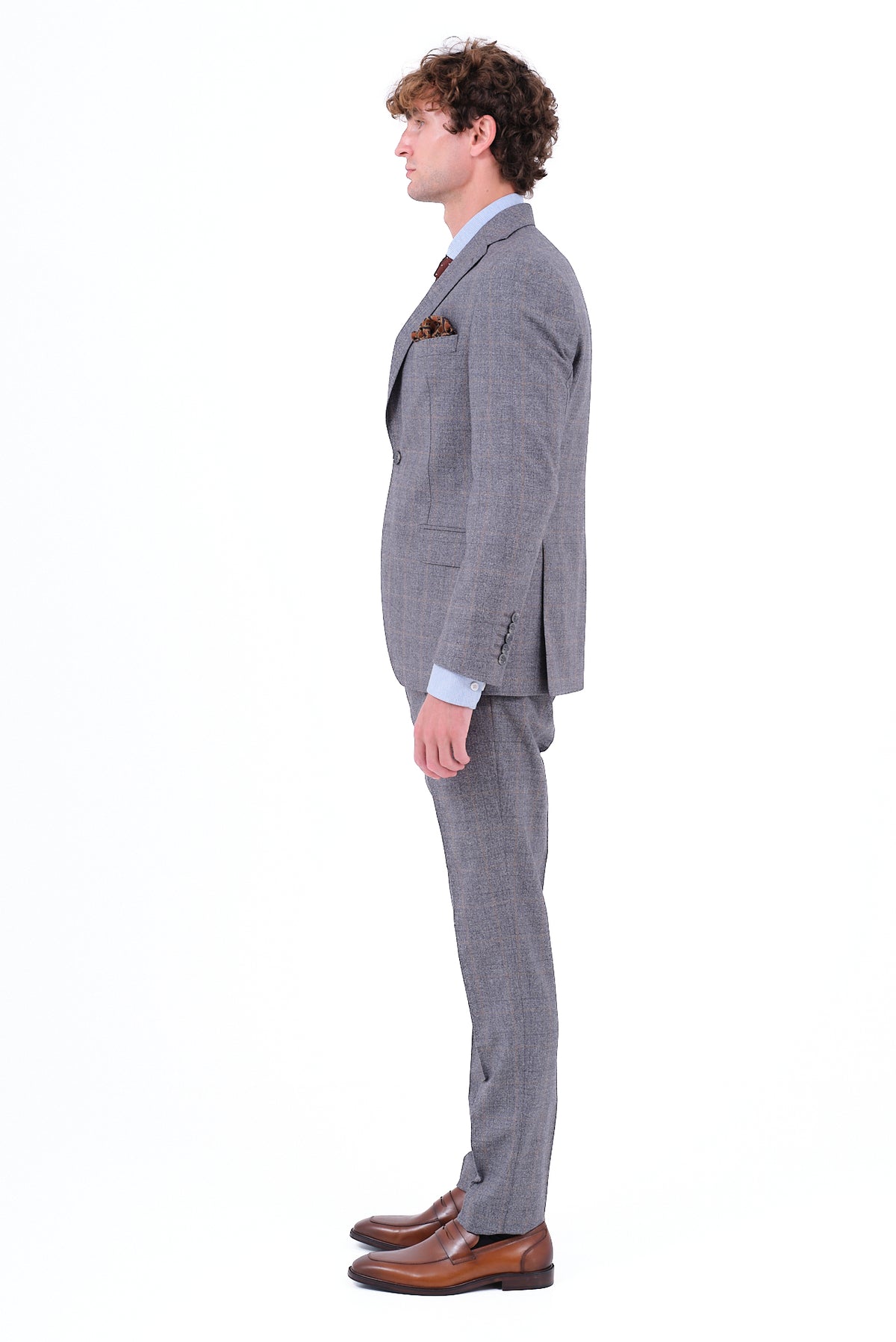 ΑΝΔΡΙΚΟ ΓΚΡΙ ΚΟΣΤΟΥΜΙ PORTOBELLO'S ΜΕ ΜΠΕΖ WINDOWPANE SLIM FIT