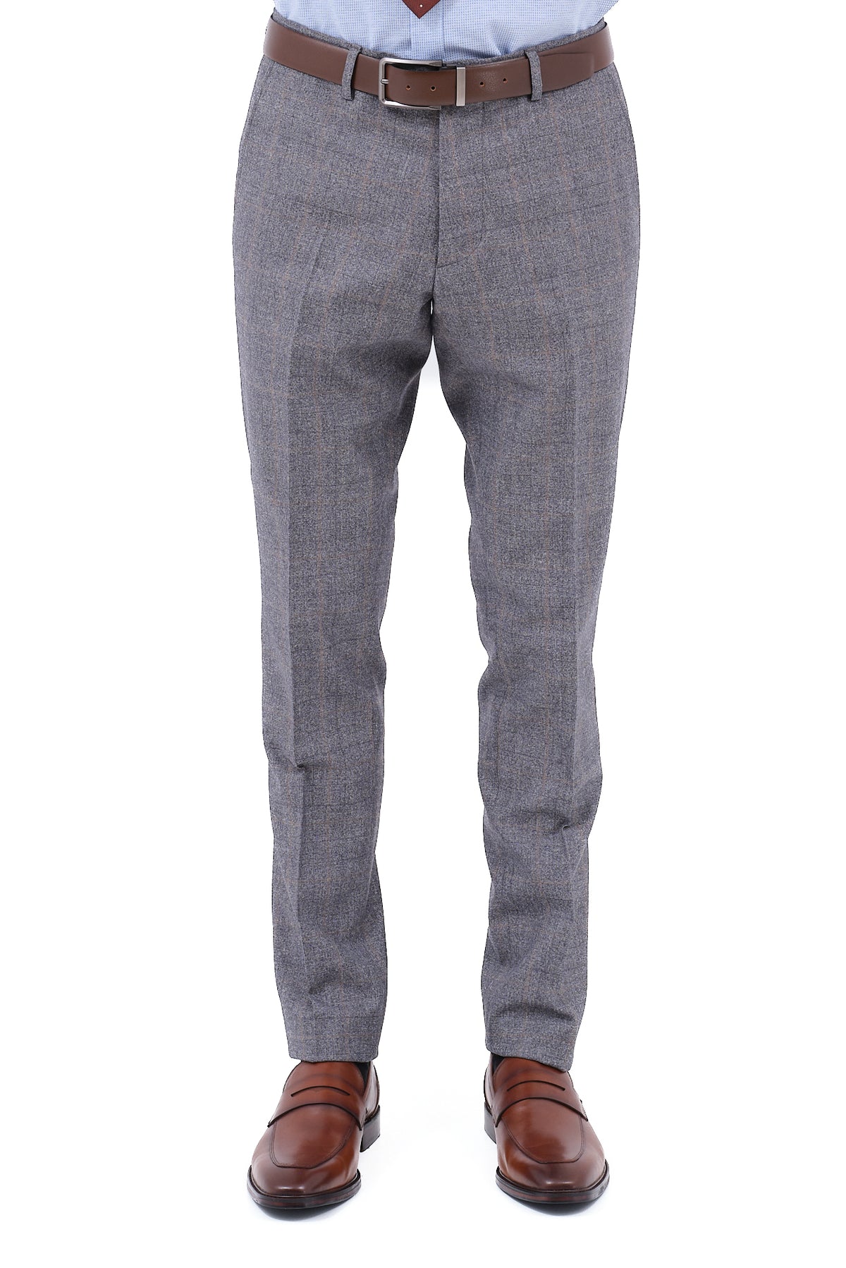 ΑΝΔΡΙΚΟ ΓΚΡΙ ΚΟΣΤΟΥΜΙ PORTOBELLO'S ΜΕ ΜΠΕΖ WINDOWPANE SLIM FIT