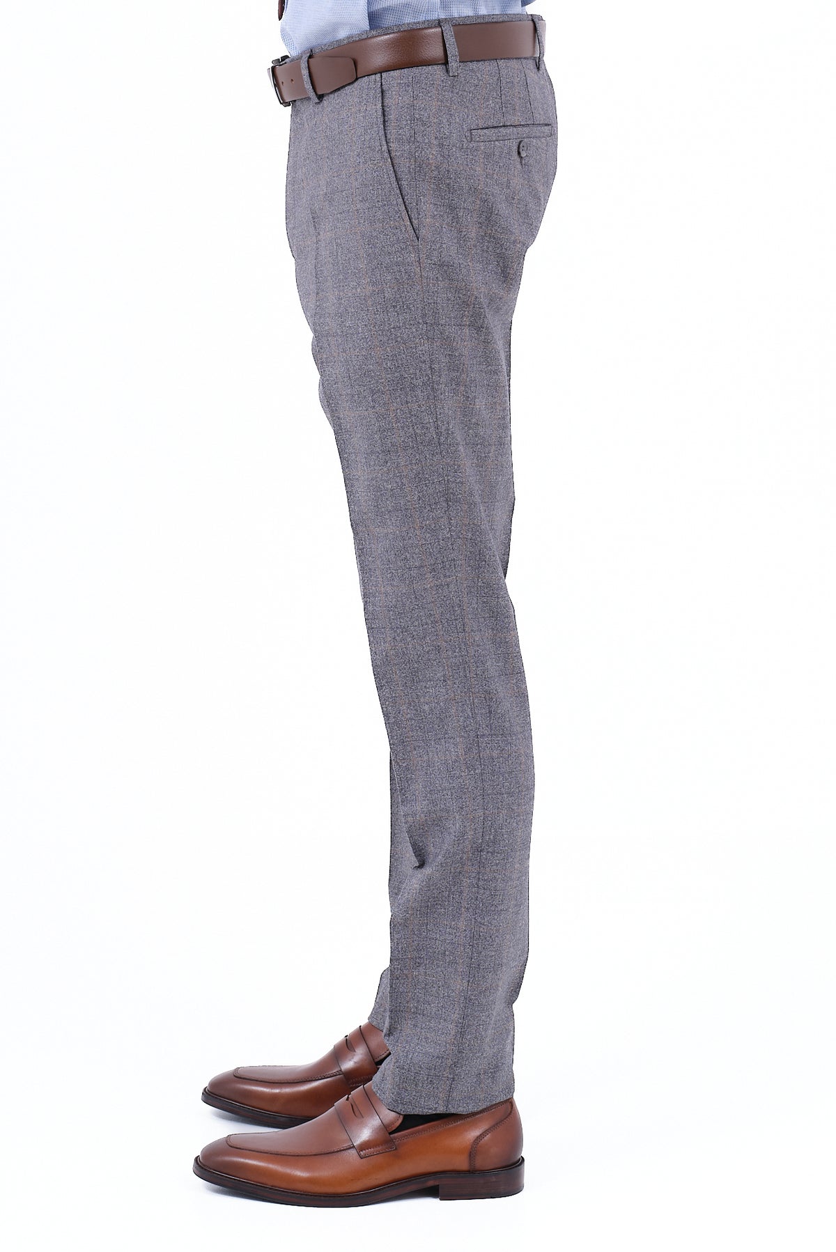 ΑΝΔΡΙΚΟ ΓΚΡΙ ΚΟΣΤΟΥΜΙ PORTOBELLO'S ΜΕ ΜΠΕΖ WINDOWPANE SLIM FIT