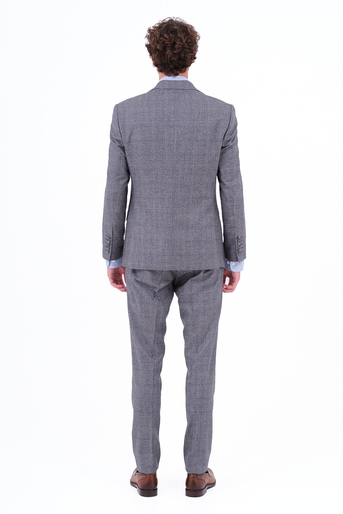 ΑΝΔΡΙΚΟ ΓΚΡΙ ΚΟΣΤΟΥΜΙ PORTOBELLO'S ΜΕ ΜΠΕΖ WINDOWPANE SLIM FIT