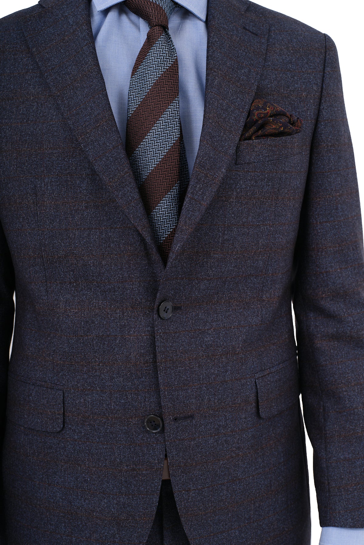 ΑΝΔΡΙΚΟ ΜΠΛΕ ΚΟΣΤΟΥΜΙ PORTOBELLO'S ΜΕ ΚΑΦΕ WINDOWPANE REGULAR FIT