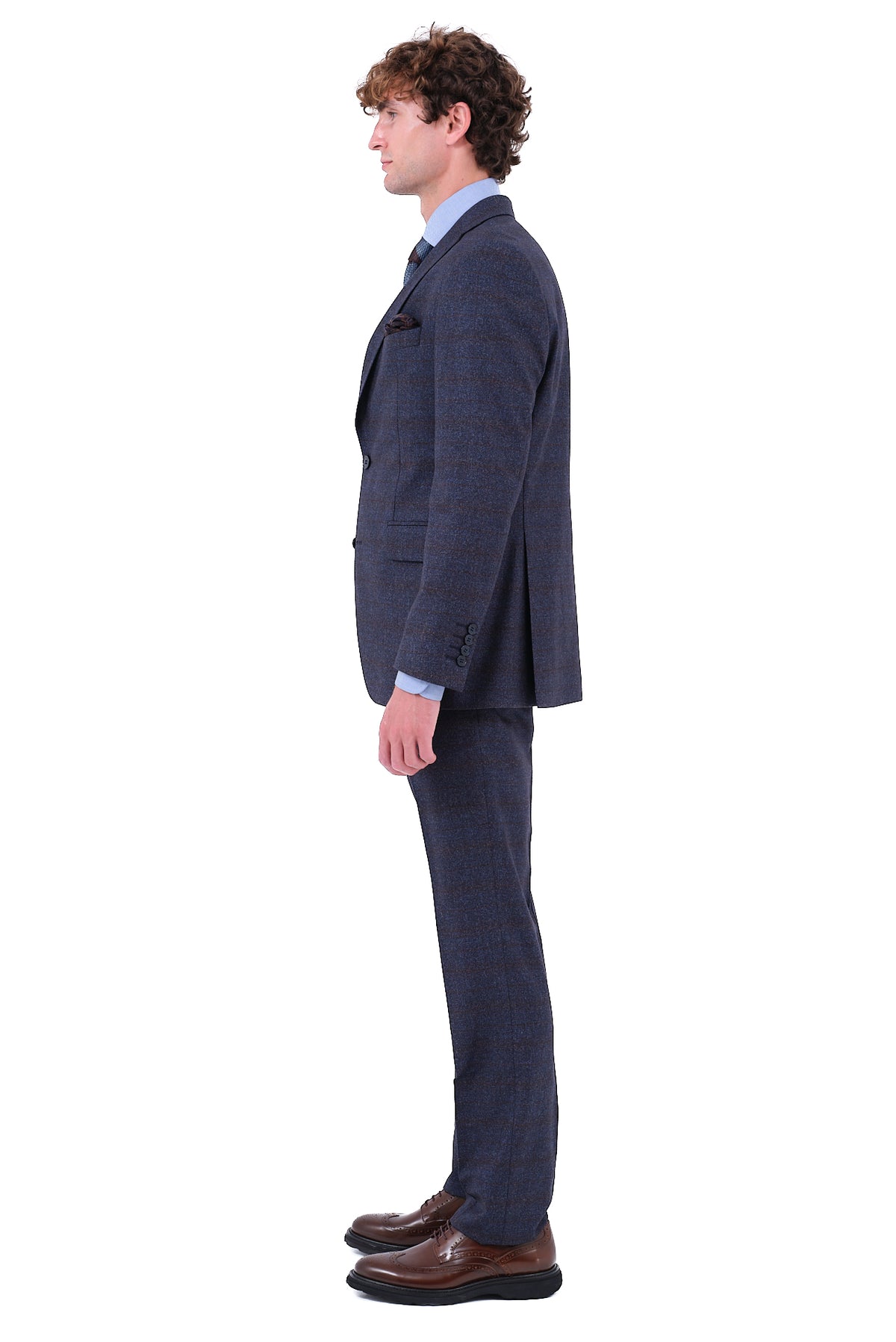 ΑΝΔΡΙΚΟ ΜΠΛΕ ΚΟΣΤΟΥΜΙ PORTOBELLO'S ΜΕ ΚΑΦΕ WINDOWPANE REGULAR FIT