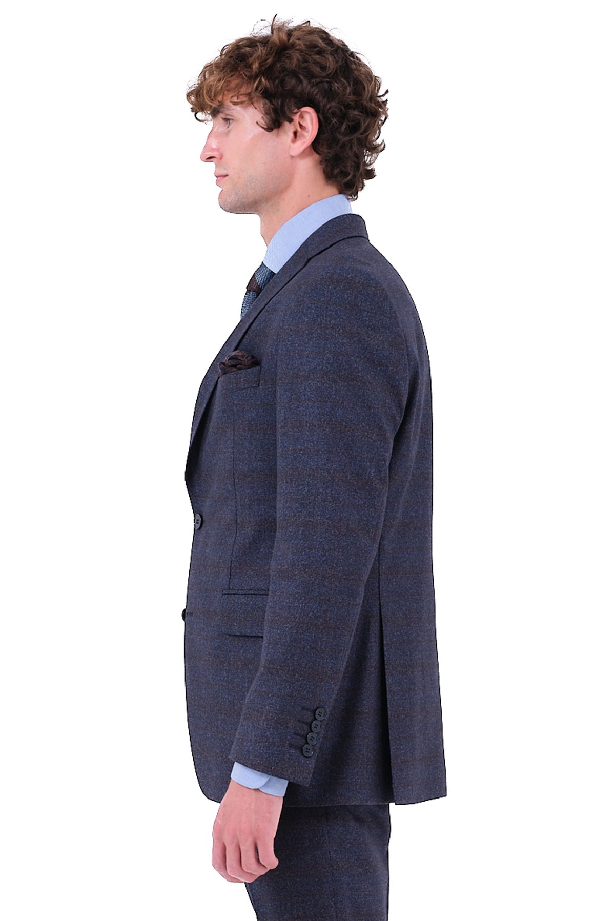 ΑΝΔΡΙΚΟ ΜΠΛΕ ΚΟΣΤΟΥΜΙ PORTOBELLO'S ΜΕ ΚΑΦΕ WINDOWPANE REGULAR FIT