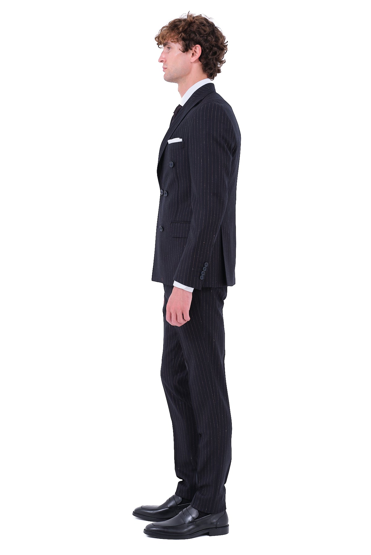 ΑΝΔΡΙΚΟ ΣΤΑΥΡΩΤΟ PINSTRIPE ΚΟΣΤΟΥΜΙ PORTOBELLO'S ΣΕ ΜΑΥΡΟ ΧΡΩΜΑ ΜΕ ΧΡΥΣΑΦΙ ΡΙΓΑ