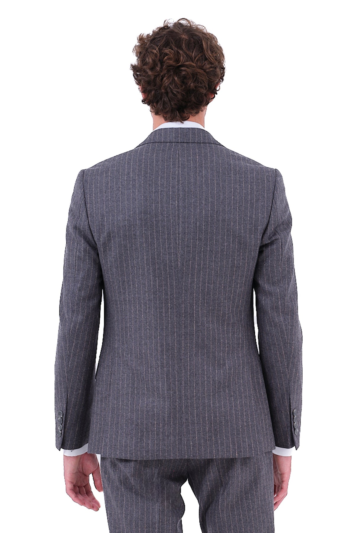 ΑΝΔΡΙΚΟ ΣΤΑΥΡΩΤΟ PINSTRIPE ΚΟΣΤΟΥΜΙ PORTOBELLO'S ΣΕ ΓΚΡΙ ΧΡΩΜΑ ΜΕ ΧΡΥΣΑΦΙ ΡΙΓΑ