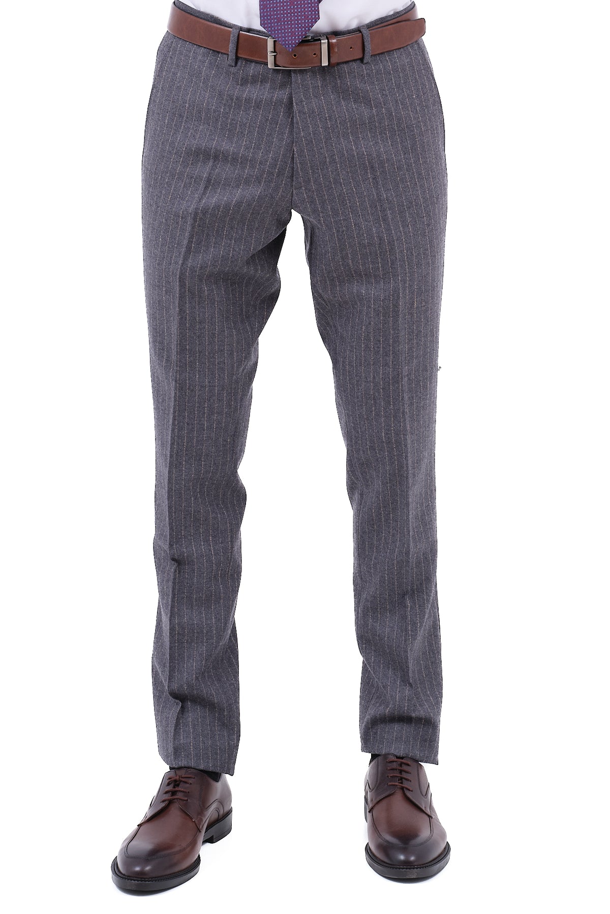 ΑΝΔΡΙΚΟ ΣΤΑΥΡΩΤΟ PINSTRIPE ΚΟΣΤΟΥΜΙ PORTOBELLO'S ΣΕ ΓΚΡΙ ΧΡΩΜΑ ΜΕ ΧΡΥΣΑΦΙ ΡΙΓΑ