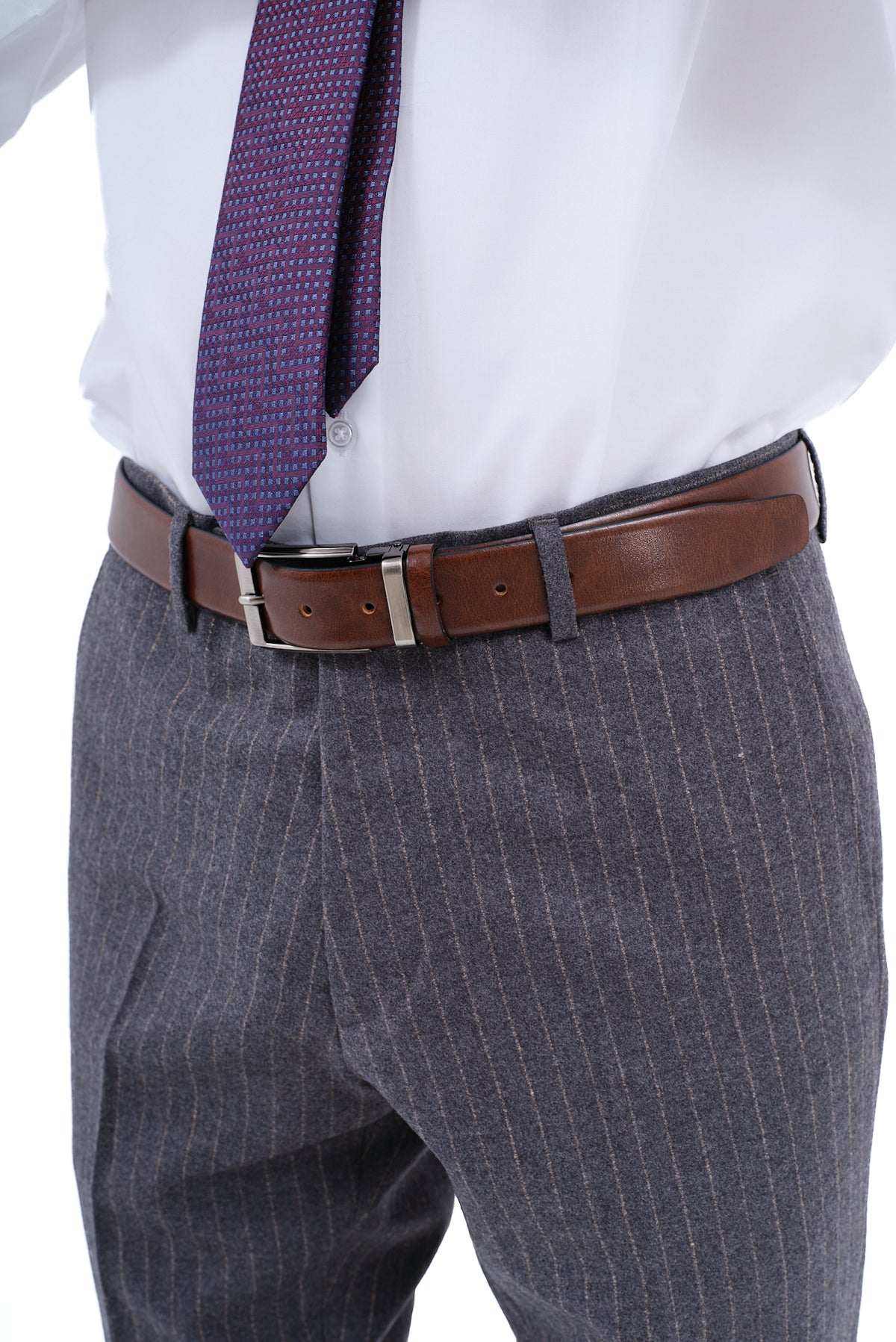ΑΝΔΡΙΚΟ ΣΤΑΥΡΩΤΟ PINSTRIPE ΚΟΣΤΟΥΜΙ PORTOBELLO'S ΣΕ ΓΚΡΙ ΧΡΩΜΑ ΜΕ ΧΡΥΣΑΦΙ ΡΙΓΑ