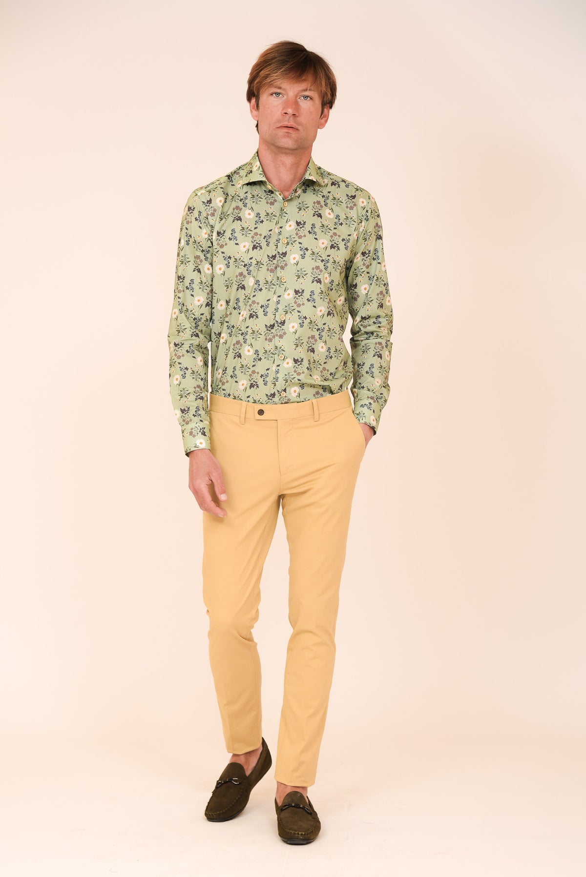 ΑΝΔΡΙΚΟ ΠΑΝΤΕΛΟΝΙ CHINOS PORTOBELLO'S ΜΠΕΖ ΚΙΤΡΙΝΗ ΑΠΟΧΡΩΣΗ SLIM FIT