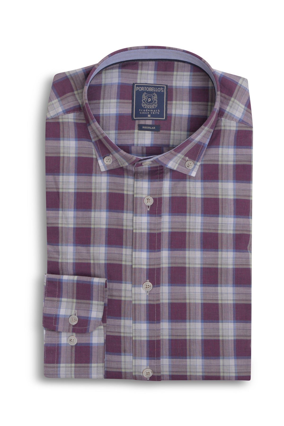 ΑΝΔΡΙΚΟ ΠΟΥΚΑΜΙΣΟ PORTOBELLO'S ΚΑΡΟ ΜΠΟΡΝΤΟ ΜΕ BUTTON DOWN ΓΙΑΚΑ