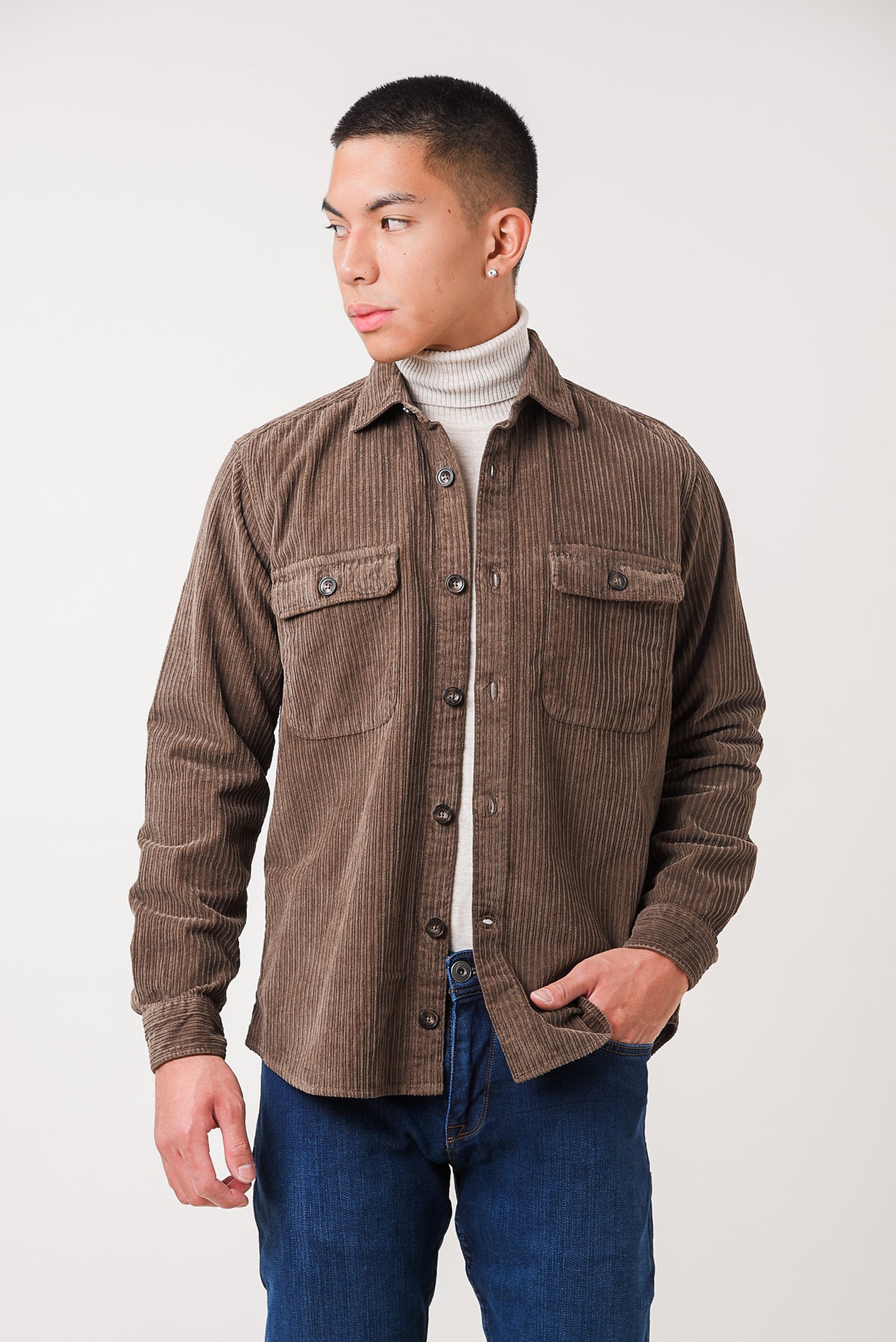 ΑΝΔΡΙΚΟ ΚΟΤΛΕ OVERSHIRT PORTOBELLO'S ΣΕ ΚΑΦΕ ΧΡΩΜΑ