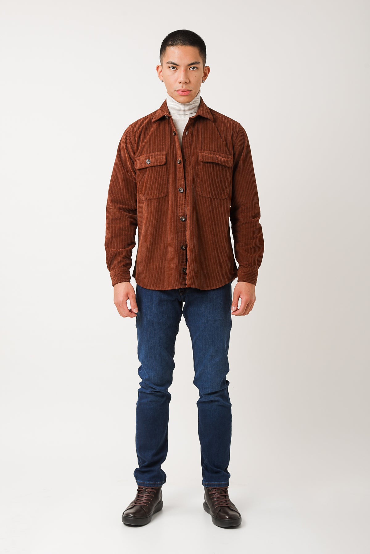 ΑΝΔΡΙΚΟ ΚΟΤΛΕ OVERSHIRT PORTOBELLO'S ΣΕ ΧΡΩΜΑ ΚΕΡΑΜΙΔΙ