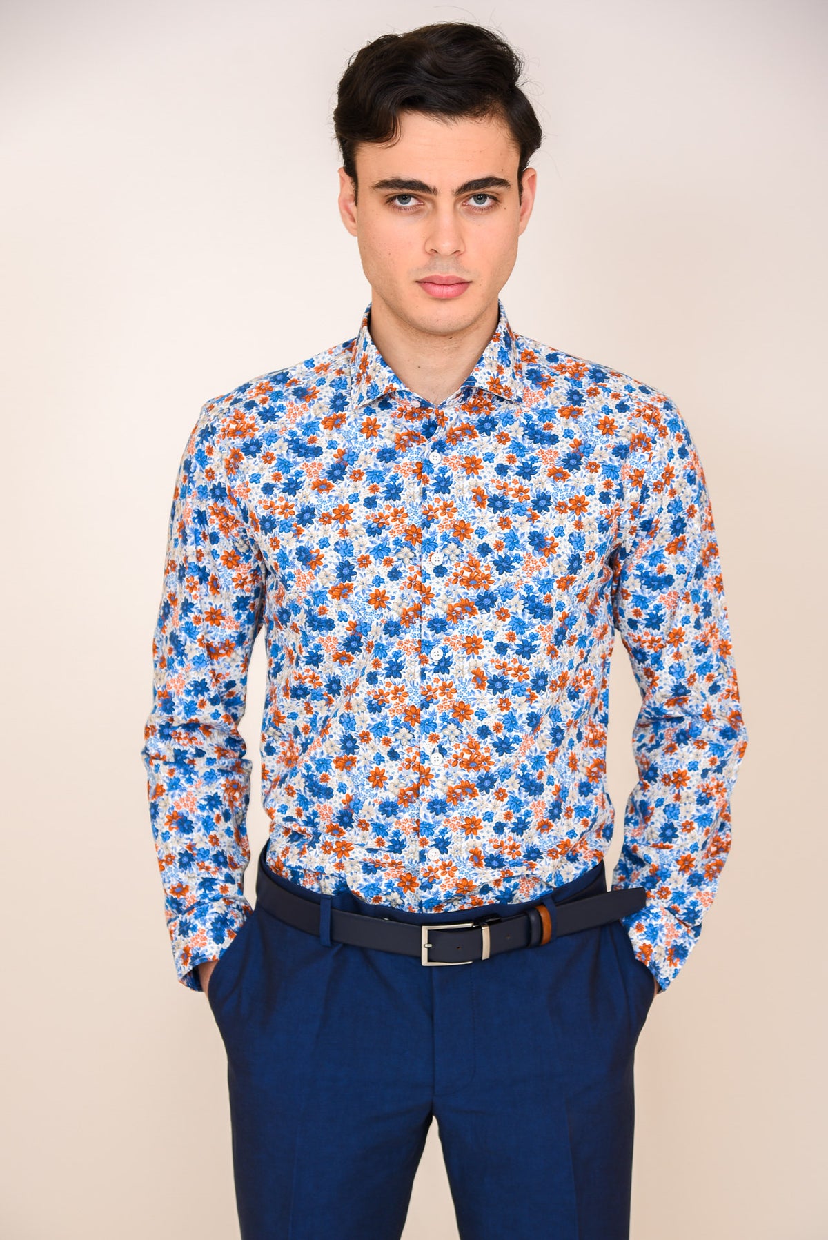 ΑΝΔΡΙΚΟ ΠΟΥΚΑΜΙΣΟ ΜΕ REX ΓΙΑΚΑ PORTOBELLO'S ΚΕΡΑΜΙΔΙ FLORAL SLIM IT
