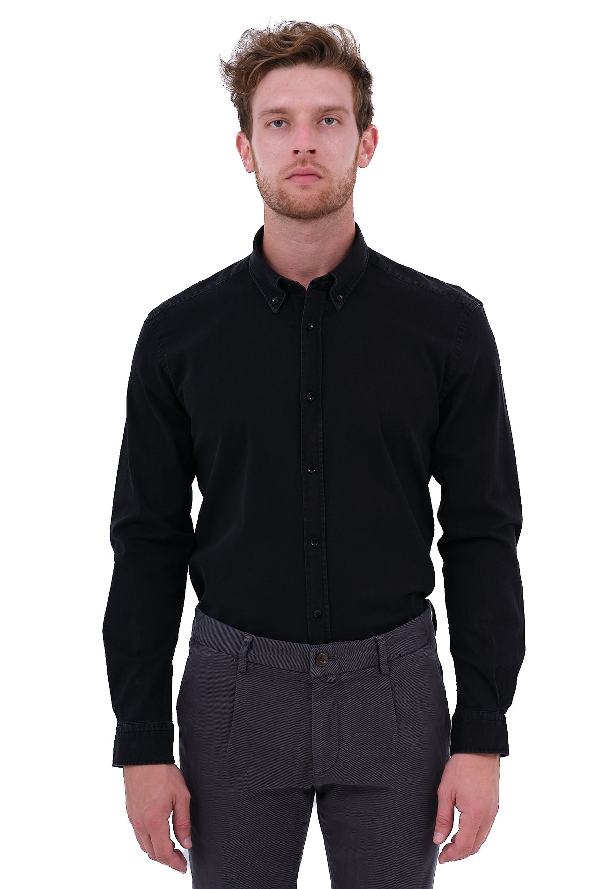 ΑΝΔΡΙΚΟ ΠΟΥΚΑΜΙΣΟ LES GENT'S ΜΑΥΡΟ ΜΕ BUTTON DOWN ΓΙΑΚΑ REGULAR FIT