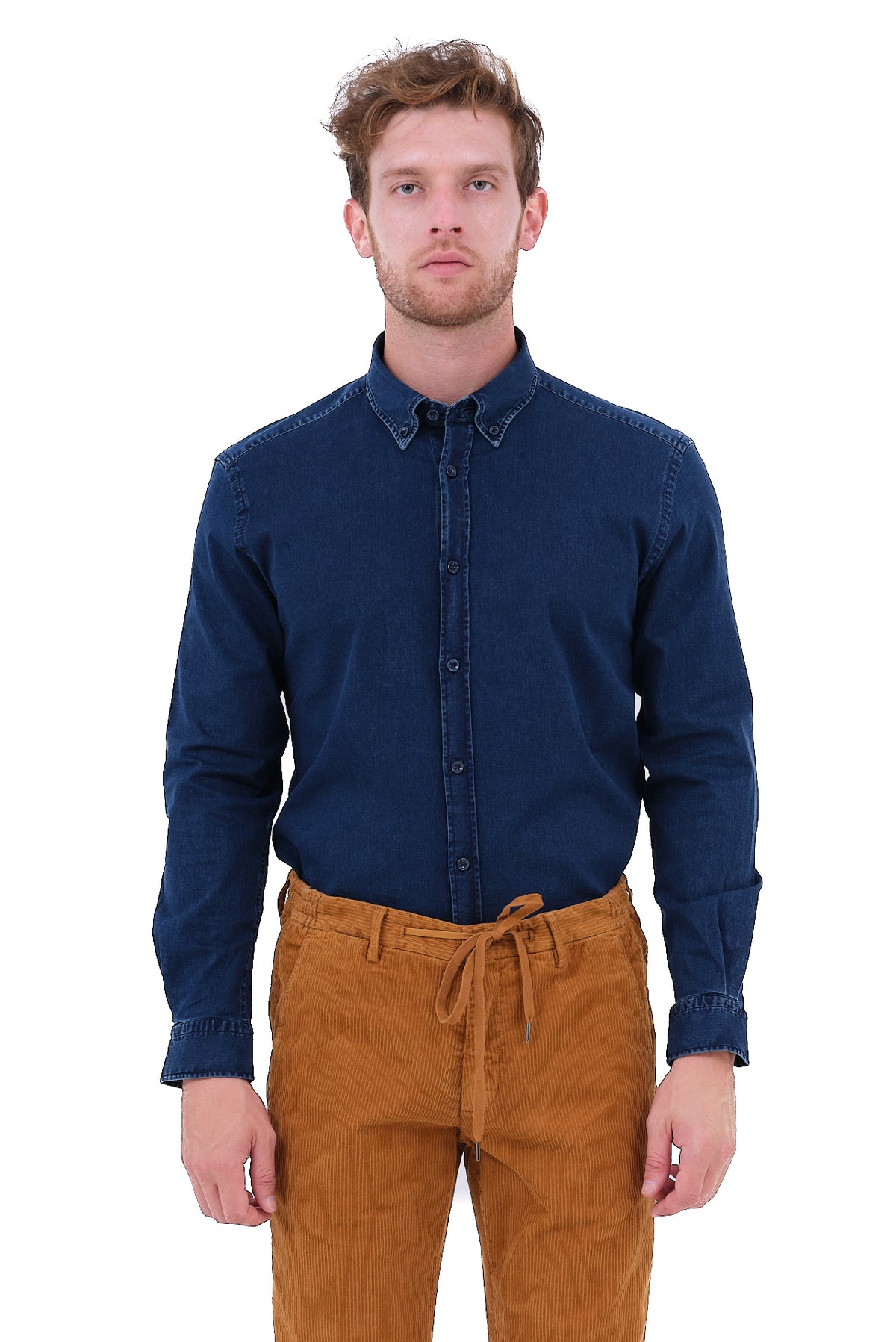 ΑΝΔΡΙΚΟ ΠΟΥΚΑΜΙΣΟ LES GENT'S ΤΖΙΝ ΜΕ BUTTON DOWN ΓΙΑΚΑ REGULAR FIT