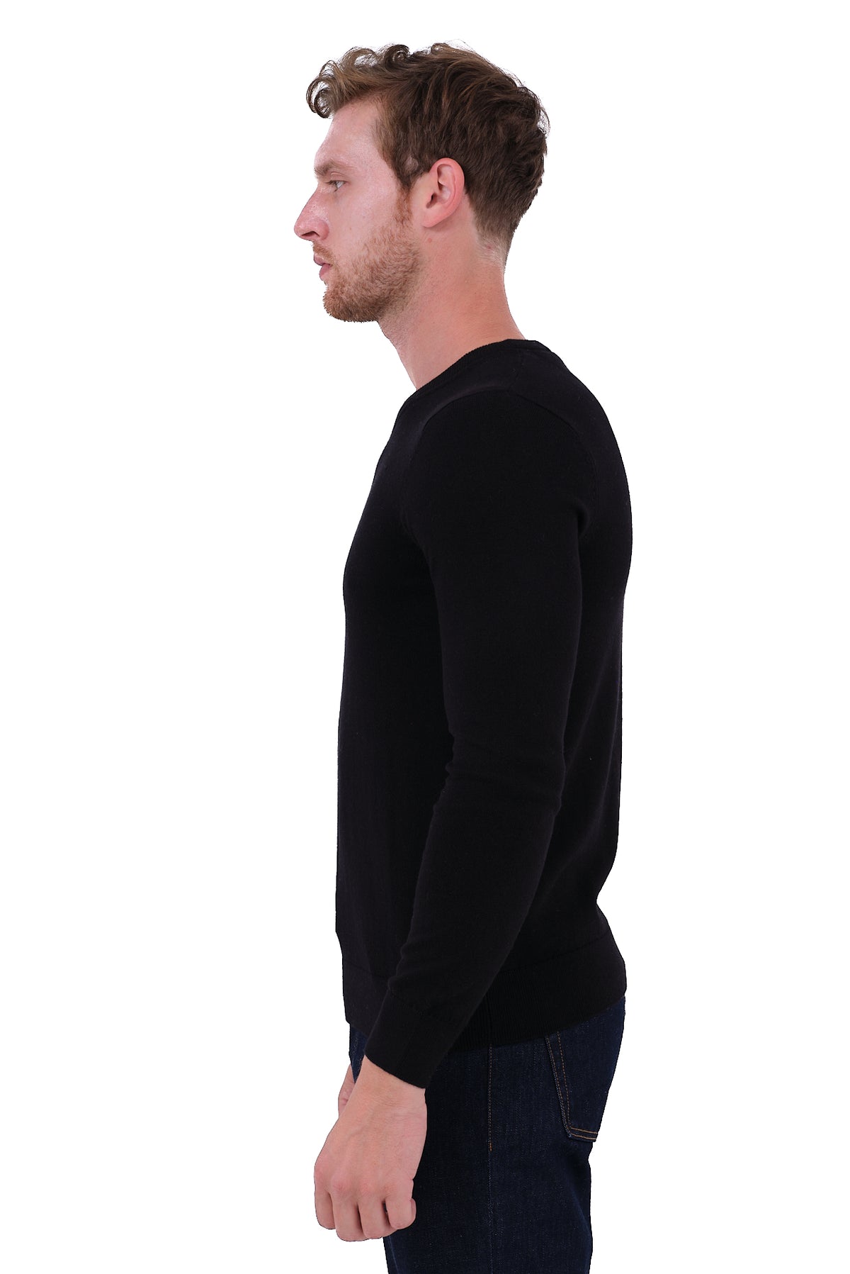 ΑΝΔΡΙΚΟ ΜΑΥΡΟ ΠΟΥΛΟΒΕΡ PORTOBELLO'S ΜΕ V NECK ΚΑΙ ΚΑΣΜΙΡ