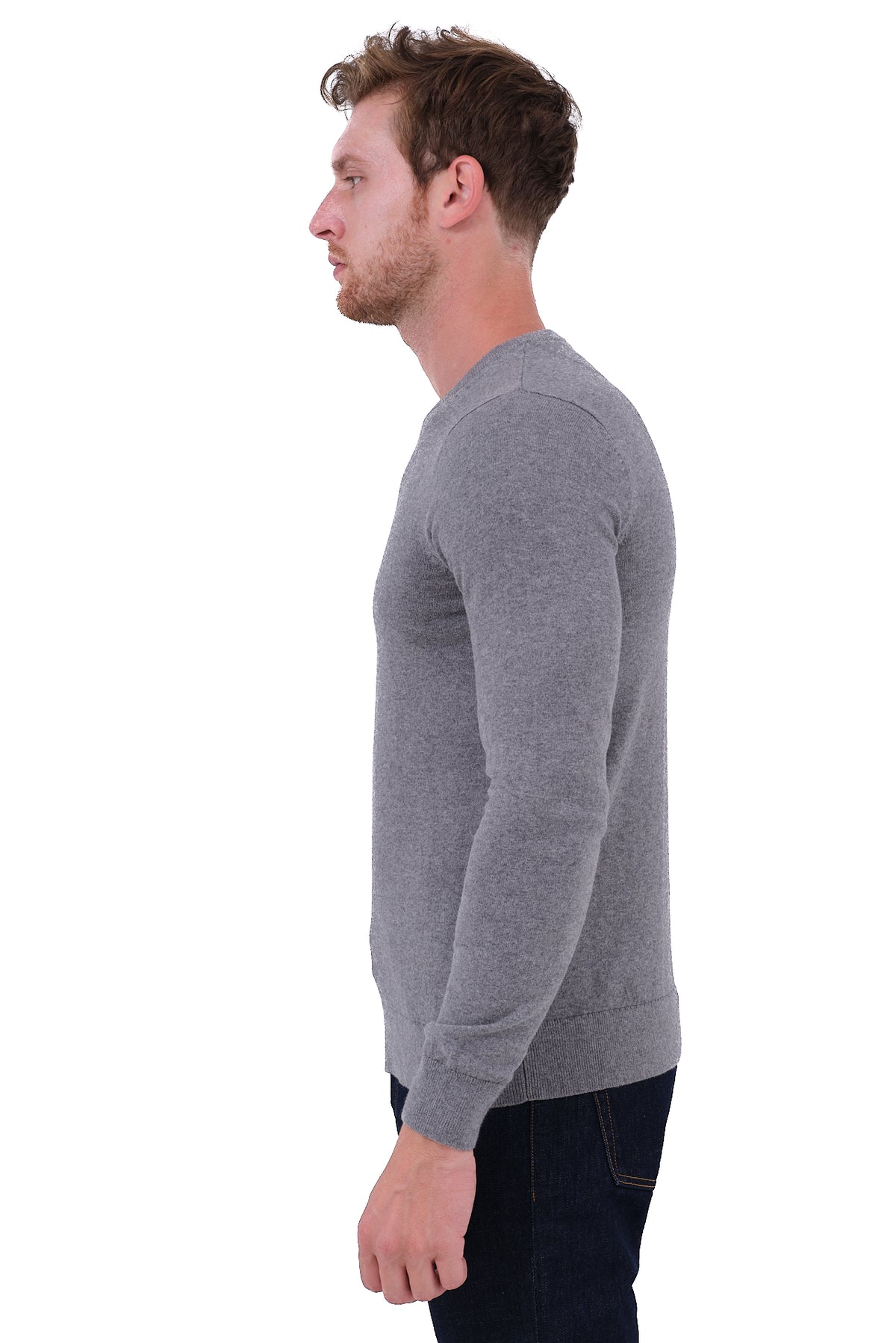 ΑΝΔΡΙΚΟ ΓΚΡΙ ΜΕΣΑΙΟ ΠΟΥΛΟΒΕΡ PORTOBELLO'S ΜΕ V NECK ΚΑΙ ΚΑΣΜΙΡ