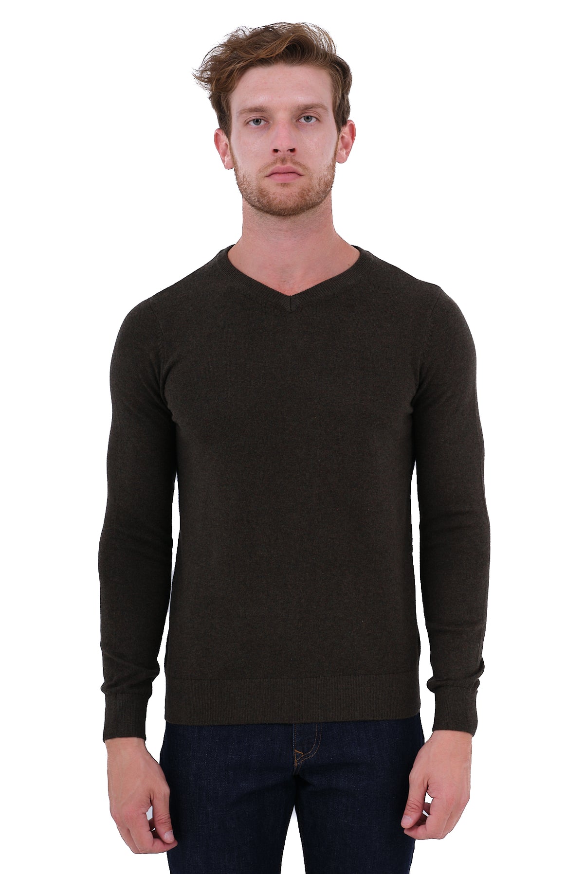 ΑΝΔΡΙΚΟ ΛΑΔΙ ΠΟΥΛΟΒΕΡ PORTOBELLO'S ΜΕ V NECK ΚΑΙ ΚΑΣΜΙΡ