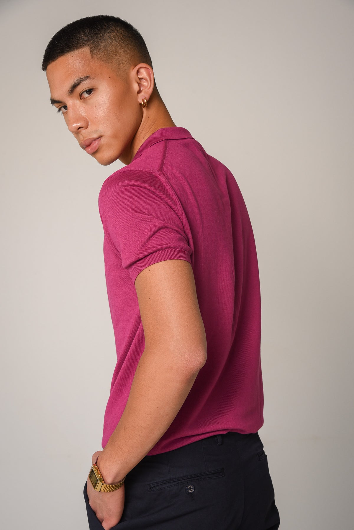 ΑΝΔΡΙΚΟ POLO ΠΛΕΚΤΟ PORTOBELLO'S ΜΩΒ ΜΟΝΟΧΡΩΜΟ REGULAR FIT