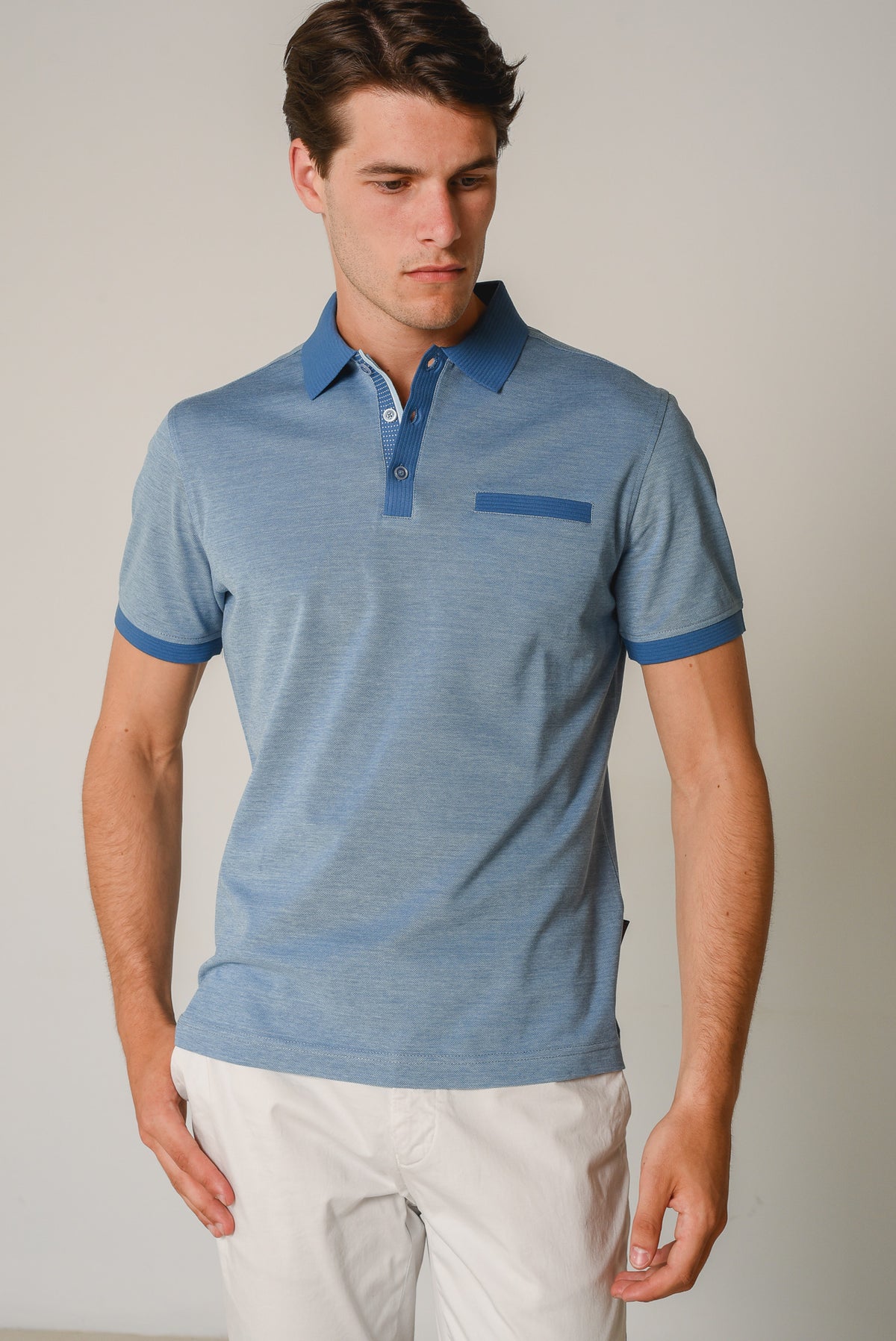 ΑΝΔΡΙΚΟ POLO PORTOBELLO'S ΣΙΕΛ ΜΕ DETAILS ΣΤΗΝ ΠΑΤΙΛΕΤΑ ΚΑΙ ΕΣΩΤΕΡΙΚΗ ΤΣΕΠΗ
