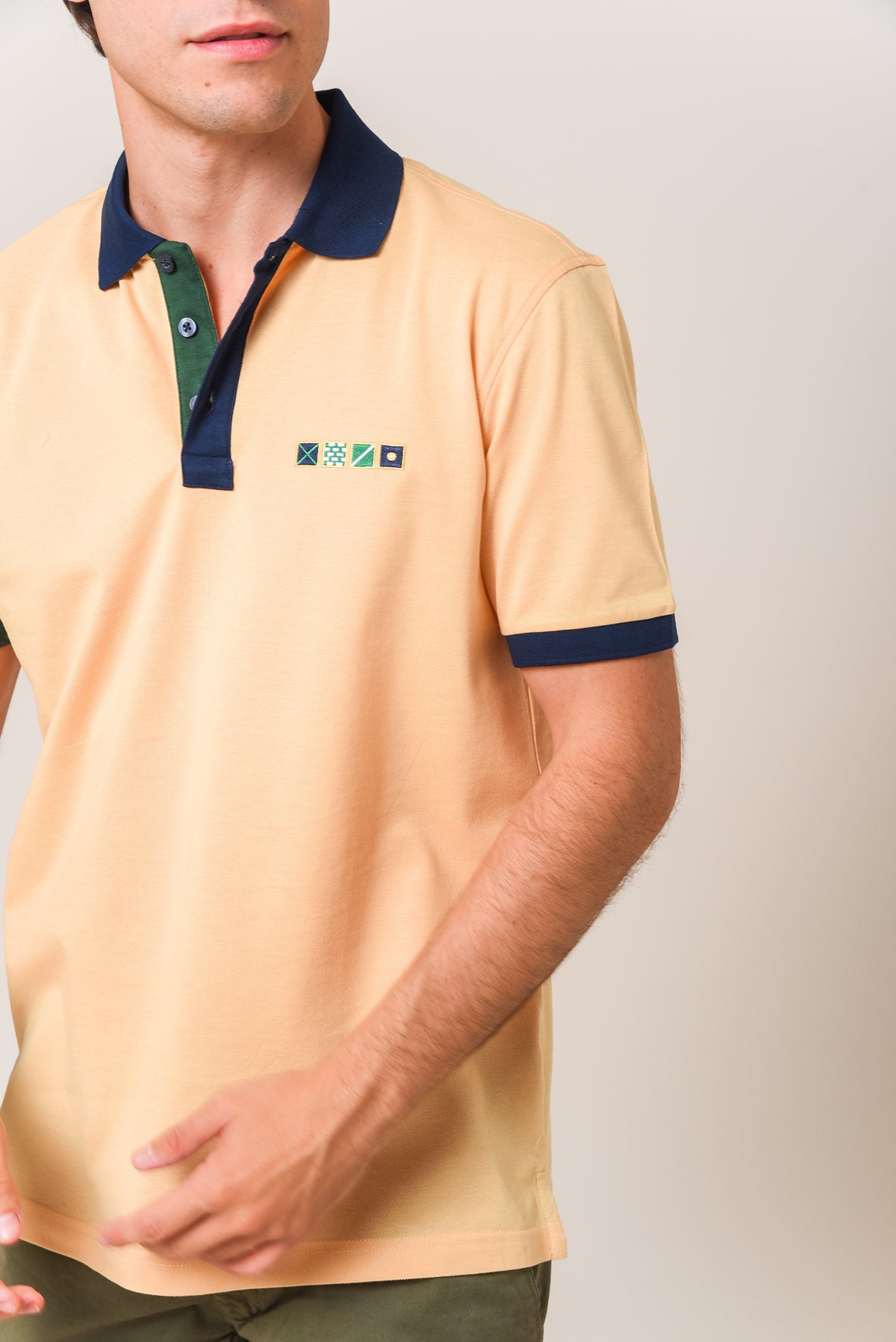 ΑΝΔΡΙΚΟ POLO PORTOBELLO'S ΚΙΤΡΙΝΟ ΜΕ ΜΠΛΕ ΚΑΙ ΠΡΑΣΙΝΕΣ ΛΕΠΤΟΜΕΡΕΙΕΣ