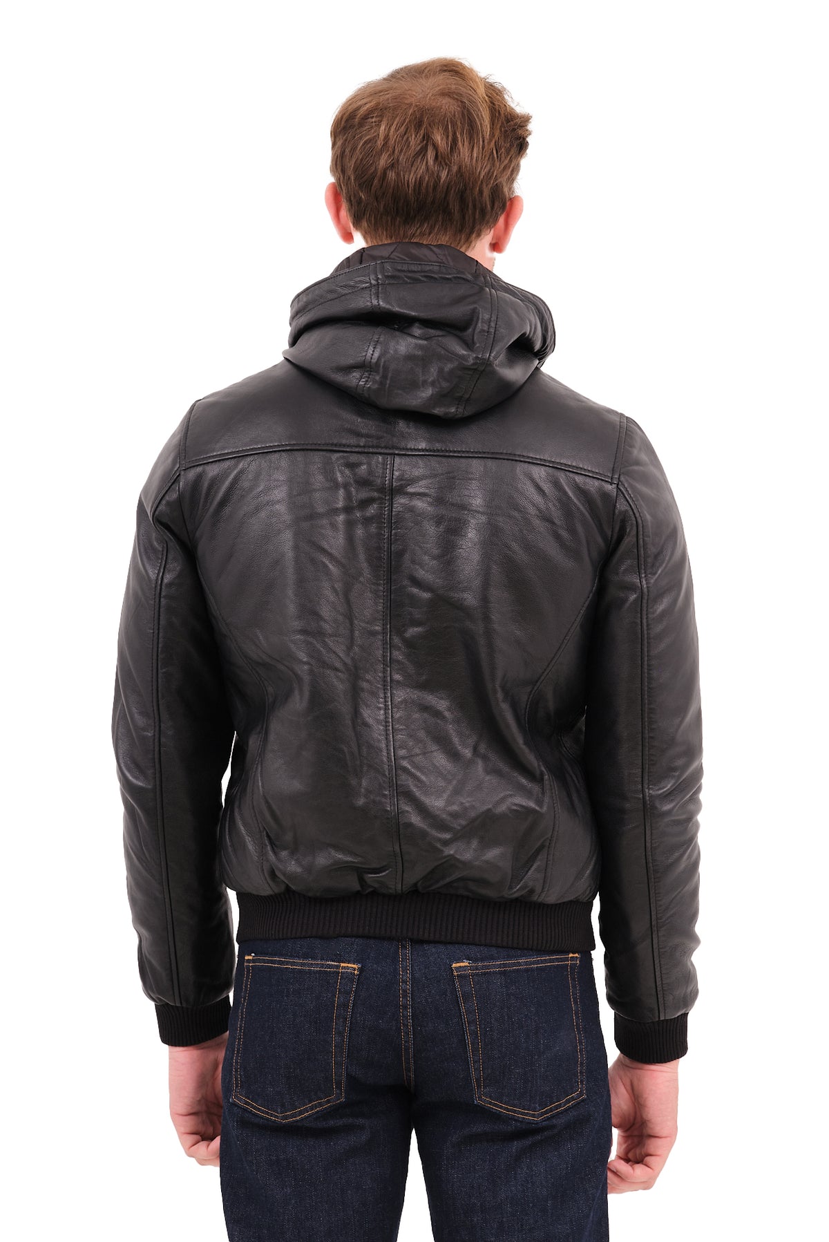 ΑΝΔΡΙΚΟ ΔΕΡΜΑΤΙΝΟ JACKET PORTOBELLO'S ΣΕ ΜΑΥΡΟ ΧΡΩΜΑ ΜΕ ΚΟΥΚΟΥΛΑ