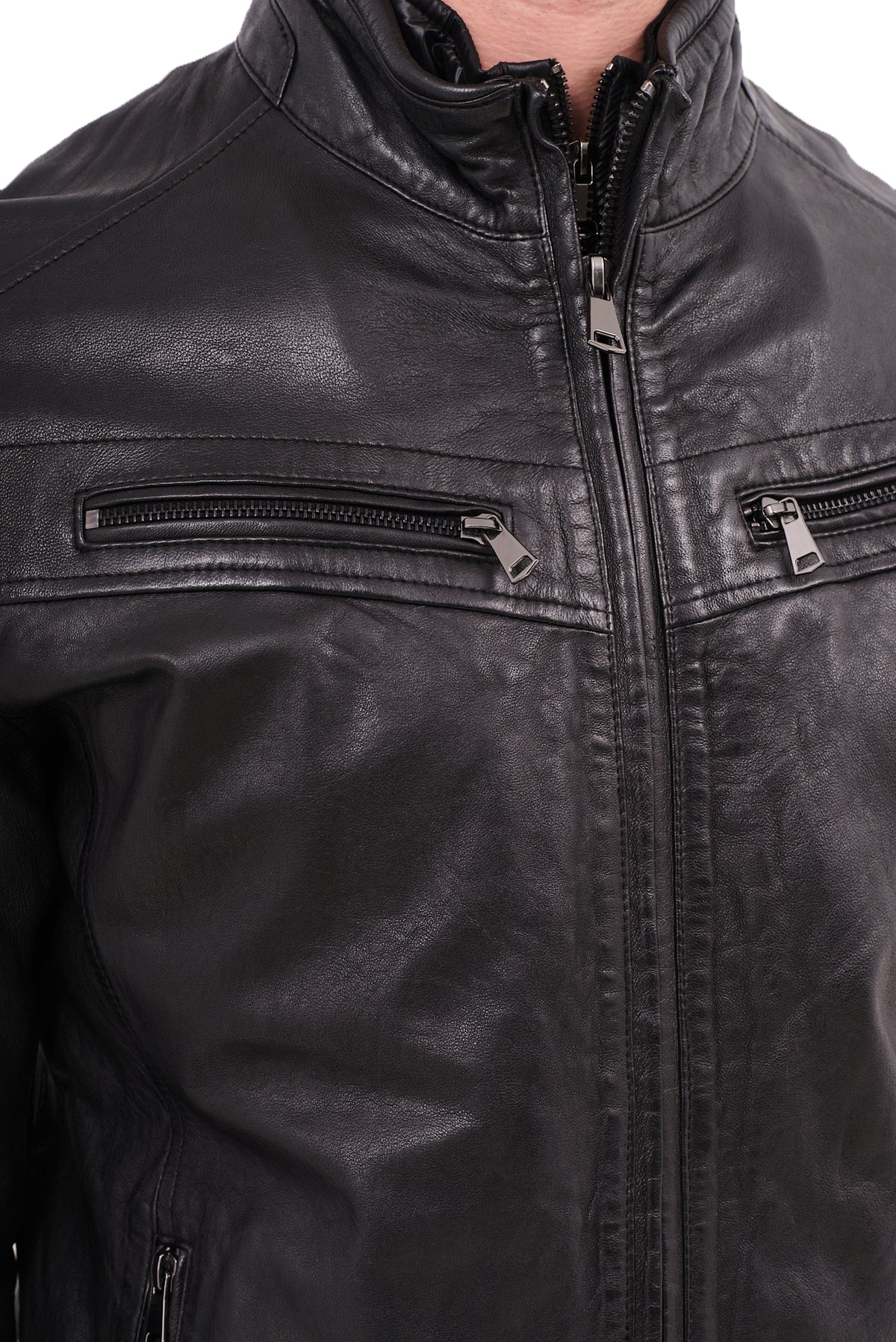 ΑΝΔΡΙΚΟ ΔΕΡΜΑΤΙΝΟ JACKET PORTOBELLO'S ΣΕ ΜΑΥΡΟ ΧΡΩΜΑ