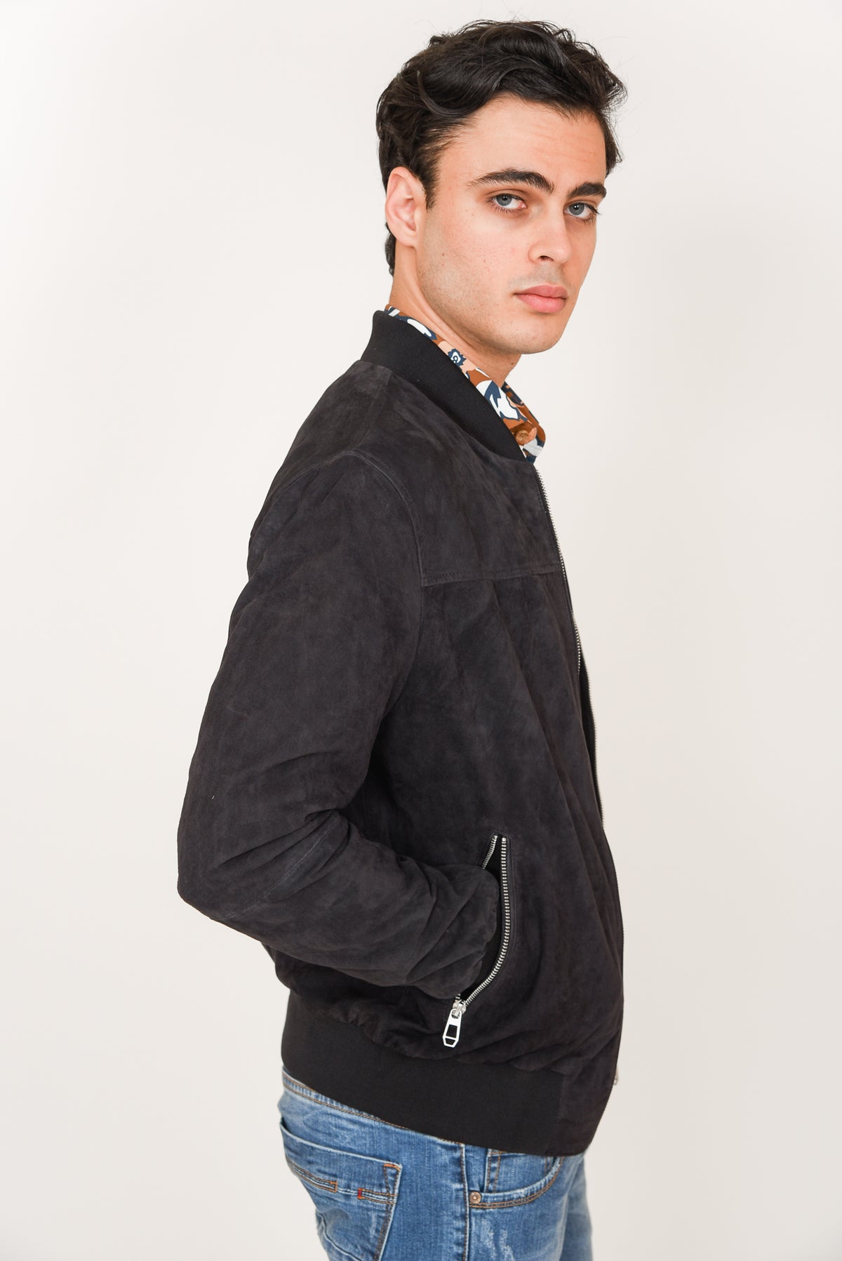 ΑΝΔΡΙΚΟ SUEDE BOMBER JACKET MILESTONE ΣΕ ΜΠΛΕ NAVY ΑΠΟΧΡΩΣΗ