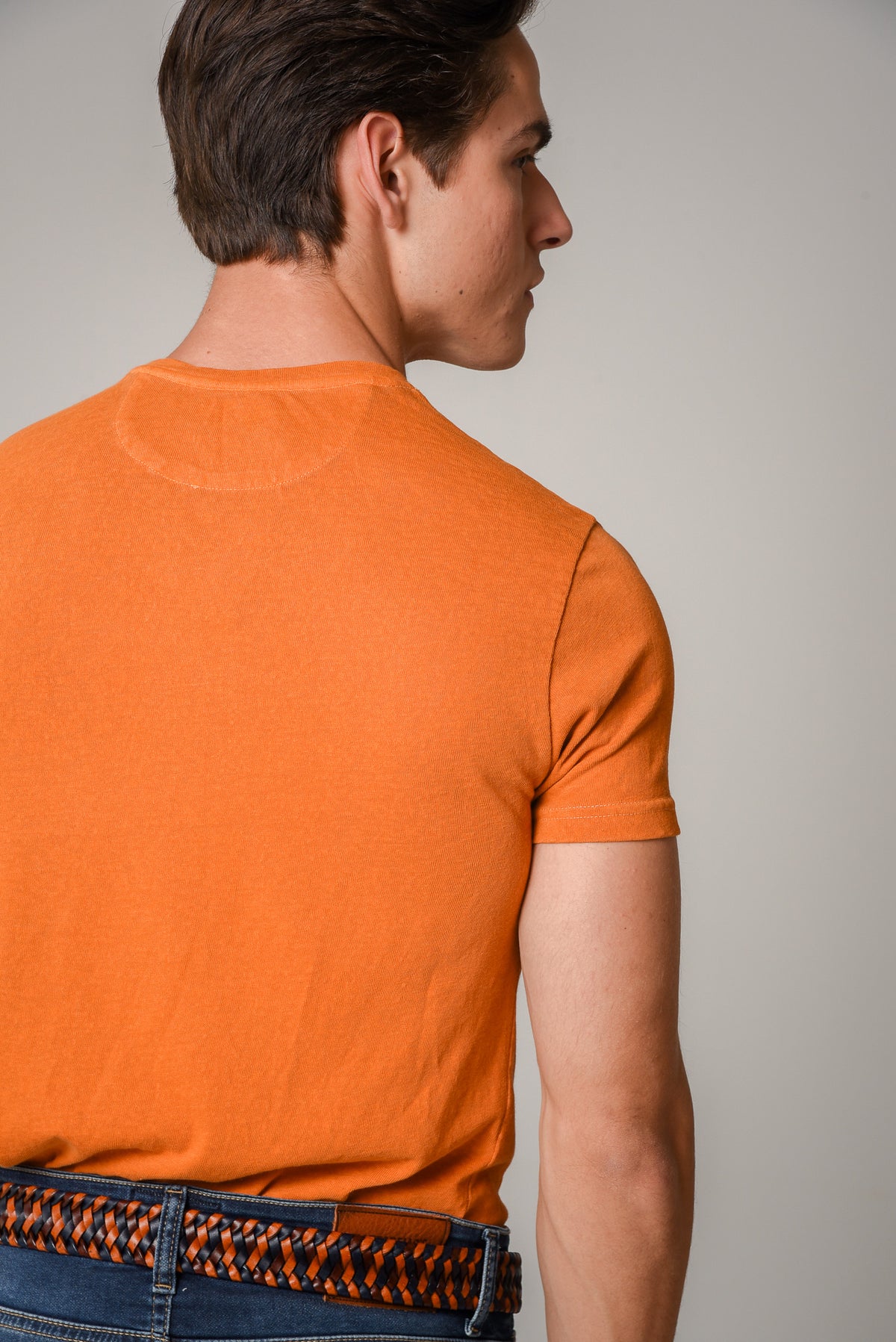 ΑΝΔΡΙΚΟ T-SHIRT PORTOBELLO'S ΠΟΡΤΟΚΑΛΙ ΜΟΝΟΧΡΩΜΟ WASHED