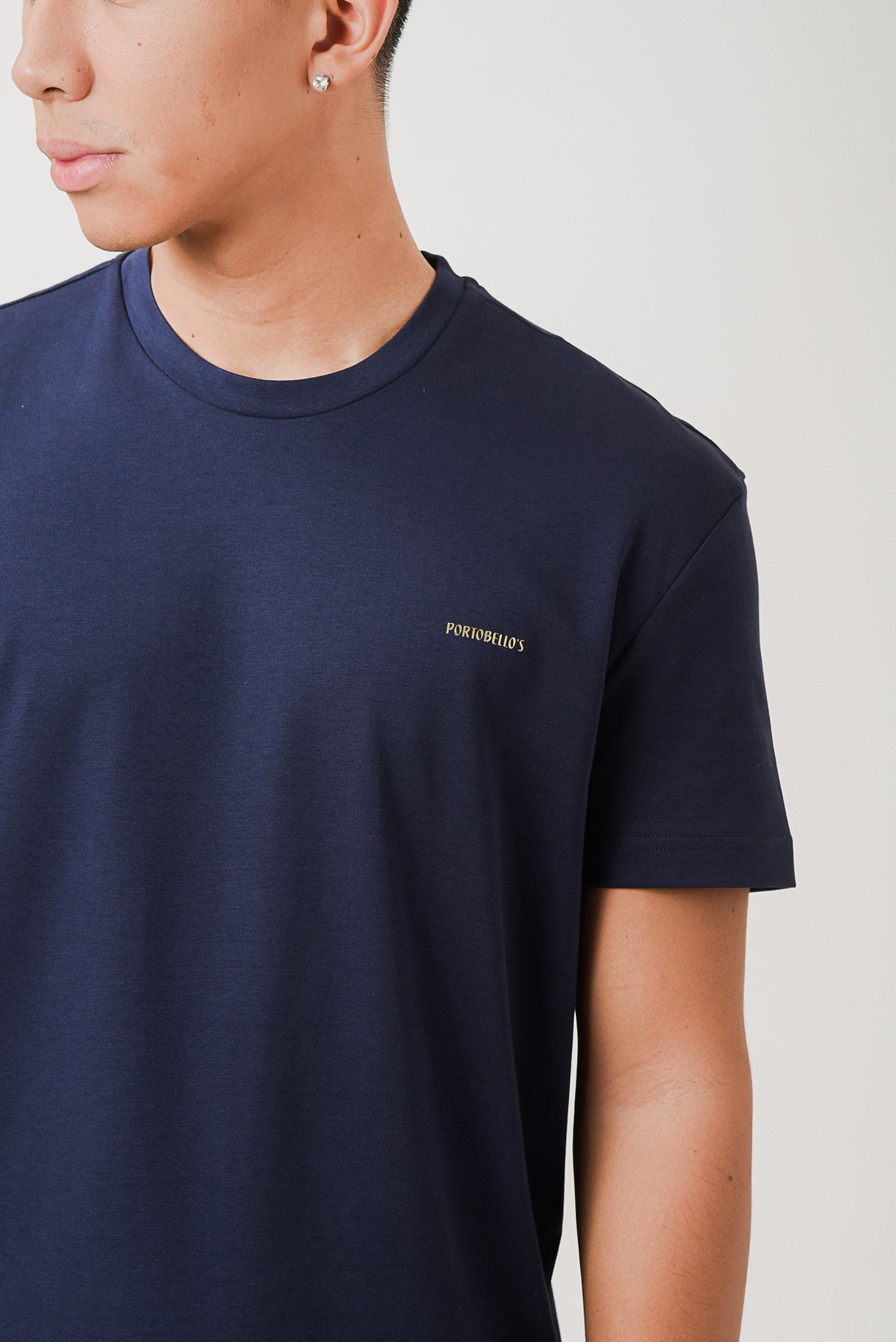 ΑΝΔΡΙΚΟ ΚΟΝΤΟΜΑΝΙΚΟ T-SHIRT ΜΠΛΕ NAVY ΜΕ ΛΟΓΟΤΥΠΟ PORTOBELLO'S