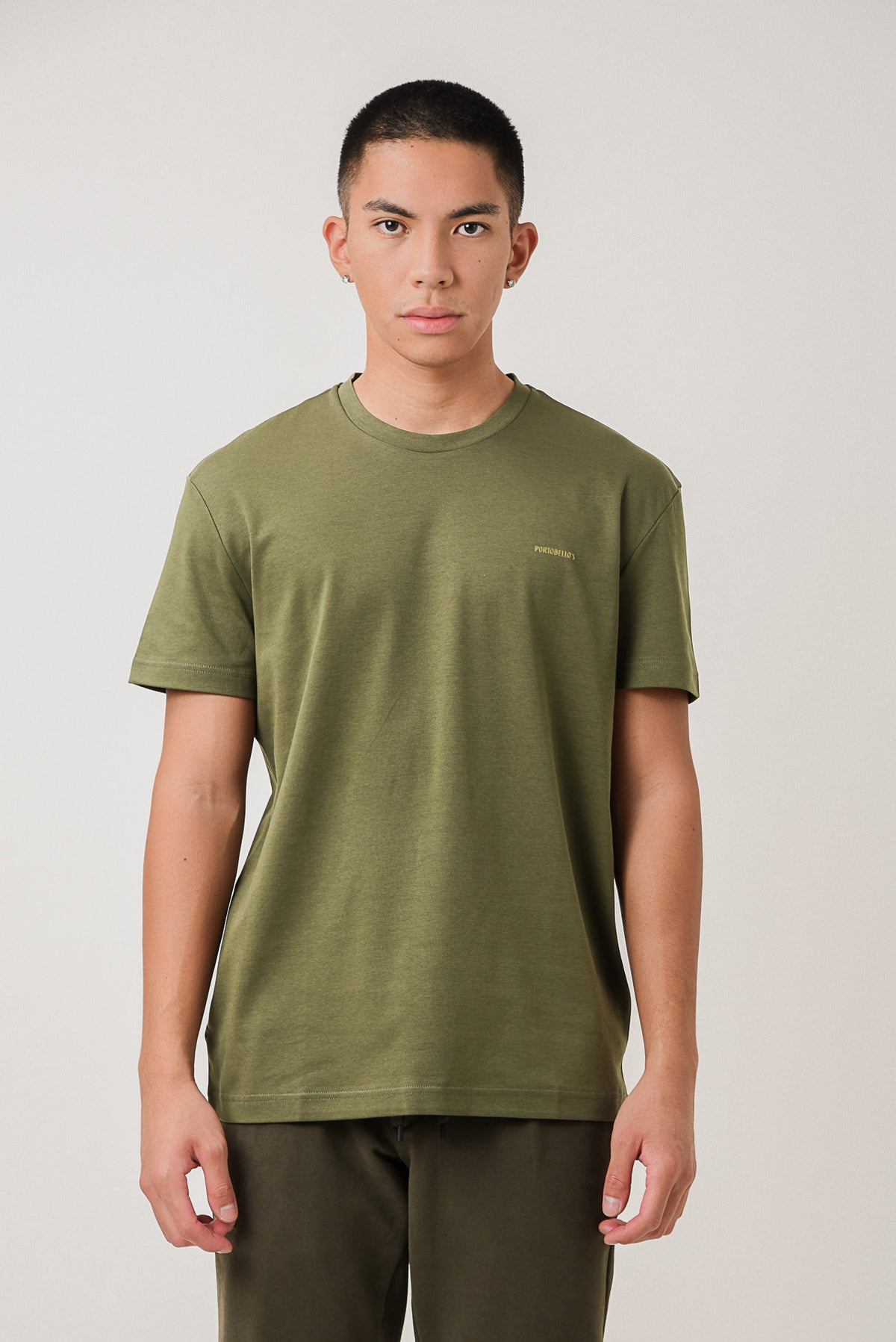 ΑΝΔΡΙΚΟ ΚΟΝΤΟΜΑΝΙΚΟ T-SHIRT ΛΑΔΙ ΜΟΝΟΧΡΩΜΟ ΜΕ ΛΟΓΟΤΥΠΟ PORTOBELLO'S