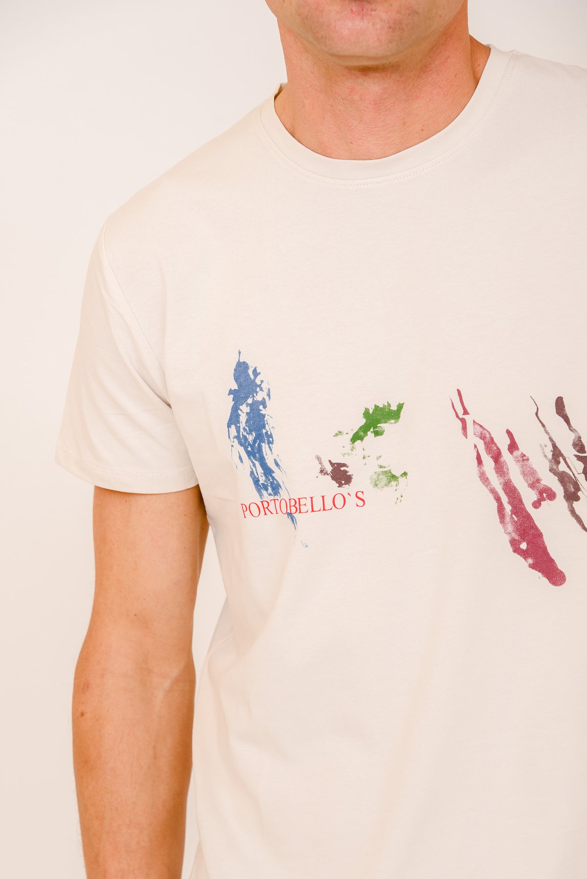 ΑΝΔΡΙΚΟ T-SHIRT PORTOBELLO'S ΓΚΡΙ ΜΠΕΖ ΜΕ ΣΤΑΜΠΑ ΜΕ ΧΡΩΜΑΤΑ