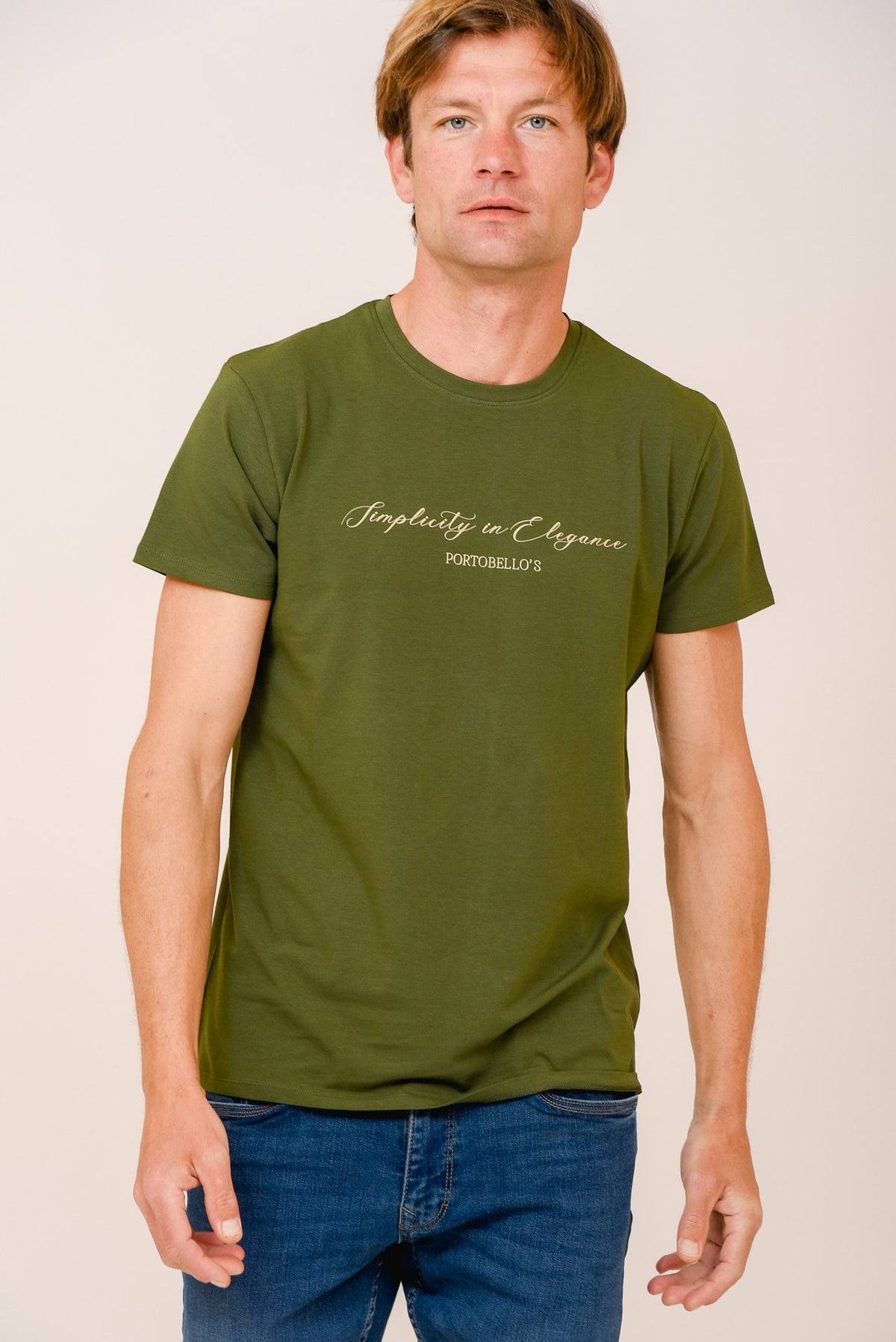 ΑΝΔΡΙΚΟ T-SHIRT PORTOBELLO'S ΛΑΔΙ ΜΕ ΣΤΑΜΠΑ SIMPLICITY IN ELEGANCE