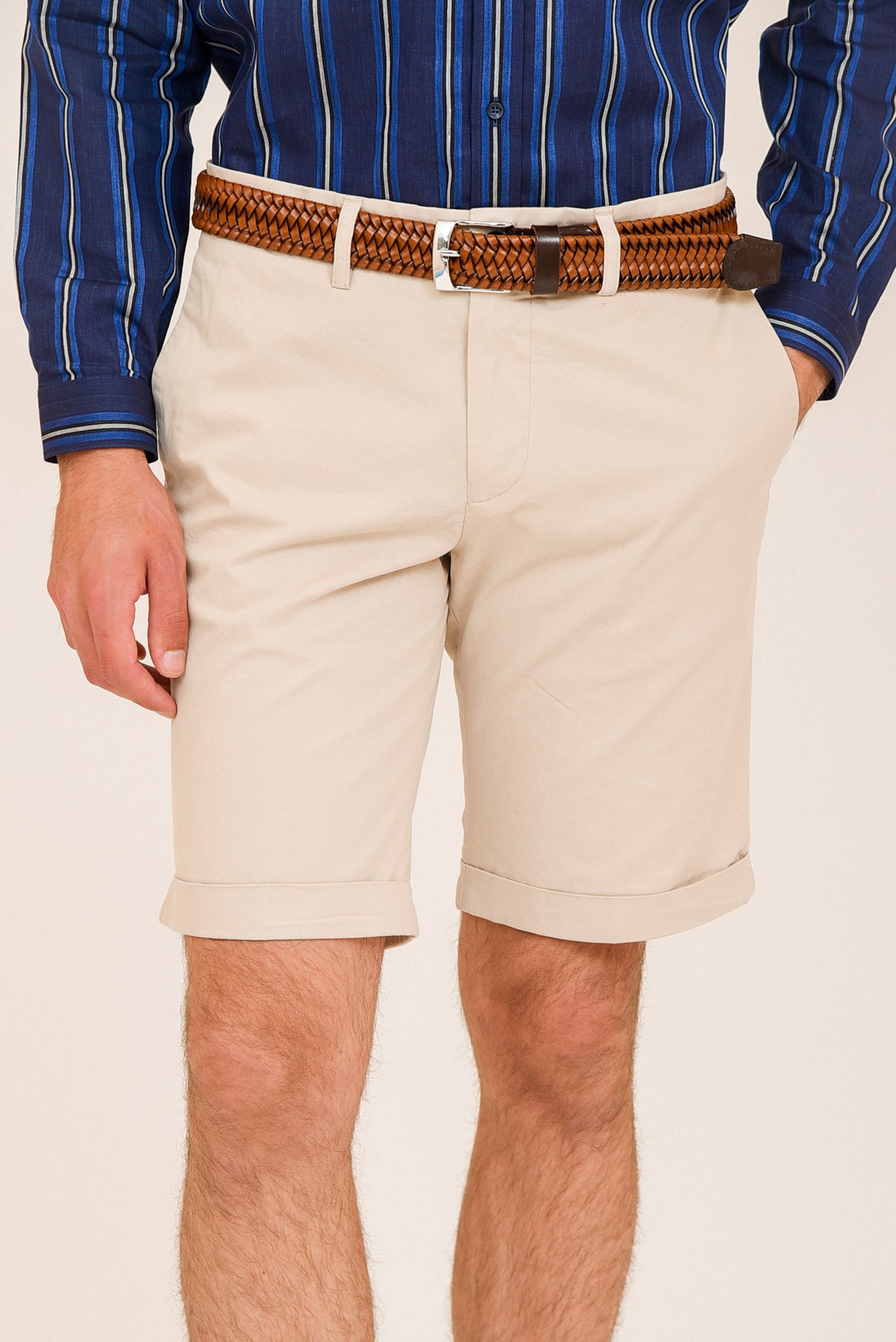 ΑΝΔΡΙΚΗ ΒΕΡΜΟΥΔΑ CHINOS PORTOBELLO'S ΜΠΕΖ ΑΝΟΙΚΤΟ ΜΕ ΡΕΒΕΡ