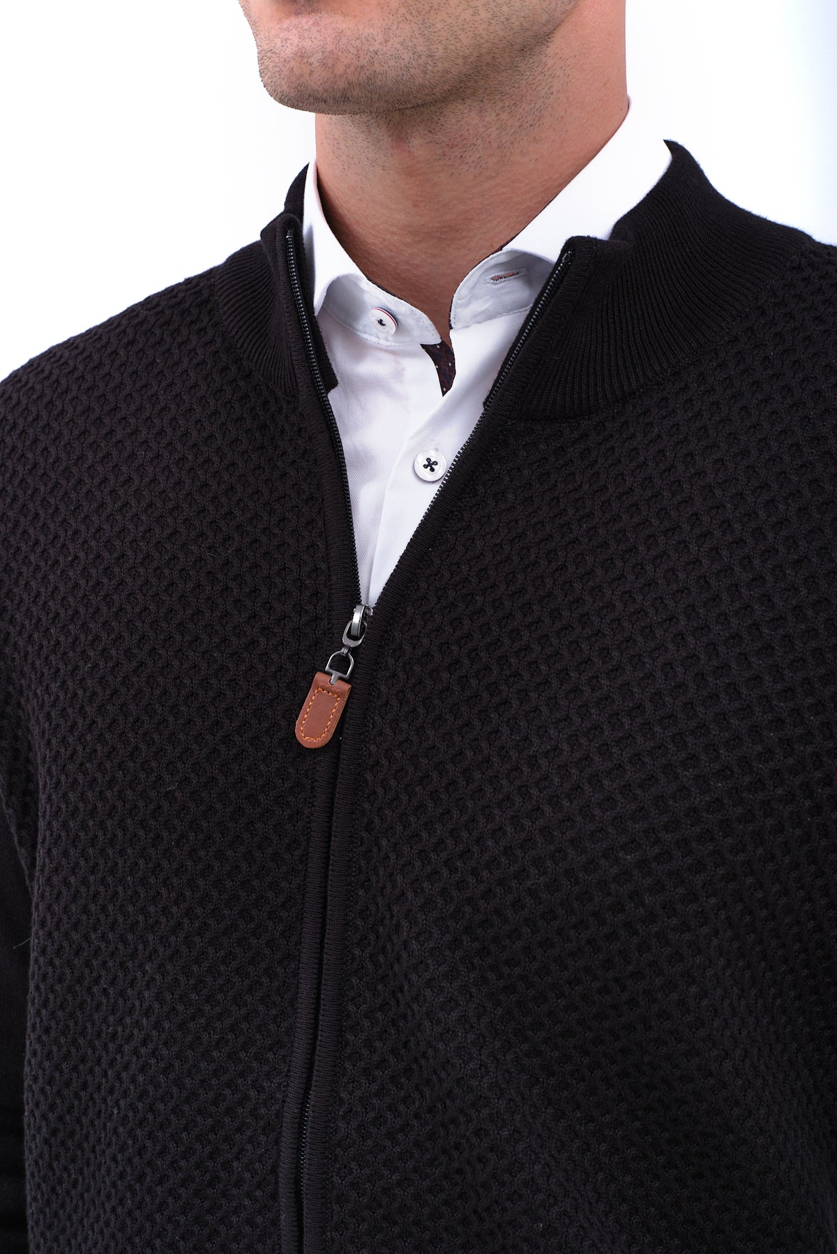 ΑΝΔΡΙΚΗ ΖΑΚΕΤΑ CARDIGAN LES GENT'S ΣΕ ΜΑΥΡΟ ΧΡΩΜΑ ΜΕ ΑΝΑΓΛΥΦΗ ΠΛΕΞΗ