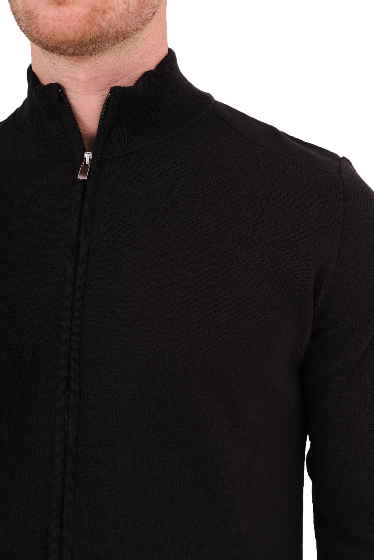 ΑΝΔΡΙΚΗ ΖΑΚΕΤΑ CARDIGAN PORTOBELLO'S ΣΕ ΜΑΥΡΟ ΧΡΩΜΑ ΚΑΙ ΛΑΔΙ ΛΕΠΤΟΜΕΡΕΙΕΣ